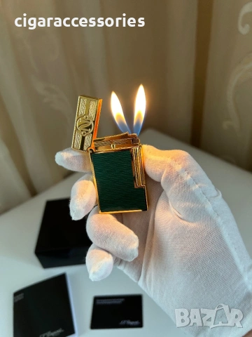 Запалка S.T. Dupont Ligne 2 Green Pacific – 2 пламъка, пълен комплект, снимка 2 - Запалки - 53450989
