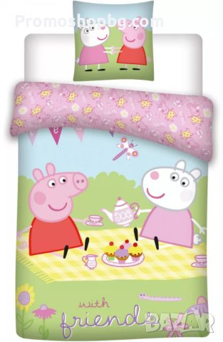 Детски спален комплект Peppa Pig, 2 части, Двулицев плик 100х140 см, Калъфка за възглавница 40х45 см, снимка 1 - Спално бельо - 43212275