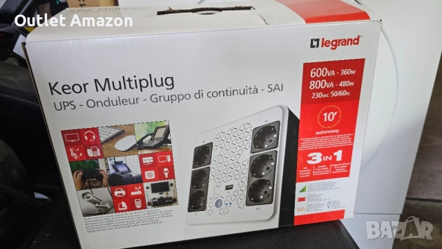 UPS Legrand KEOR MULTIPLUG 800 800VA/480W изход 6xSchuko, снимка 5 - Друга електроника - 51506496