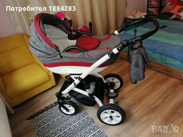 Комбинирана бебешка количка 3в1 Lorelli Mia, Red and Black, снимка 7 - Детски колички - 38033312
