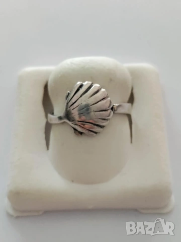 Сребърен пръстен мида, снимка 4 - Пръстени - 53464236