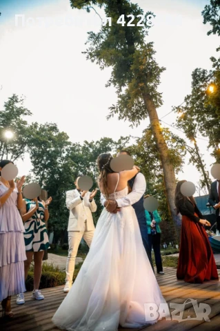 Сватбена Булчинска Рокля размер M/L, по поръчка, с презрамки, снимка 4 - Сватбени рокли - 50779082