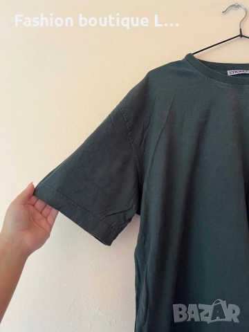 Тъмно зелена широка тениска L размер 100% памук 💚, снимка 2 - Тениски - 51846720