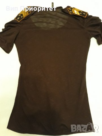 Блуза с къс ръкав биопамук-изтънен , дишащ и леко прозрачен, с пагони от ефектни златни орнаменти , снимка 10 - Тениски - 37509340