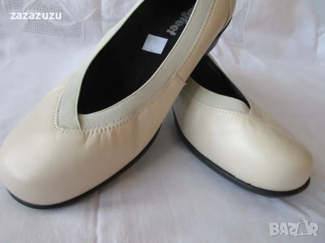 ЕСТЕСТВЕНА КОЖА дамски елегантни обувки, цвят слонова кост