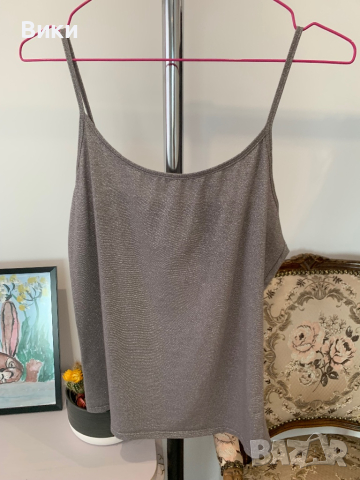 Сив потник със сребристи нишки в размер М/L