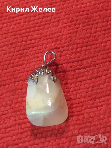 СТАР АРТ ДЕКО ПЕНДАНТ - ЛУНЕН КАМЪК РЪЧНА ИЗРАБОТКА МЕДАЛЬОН 14189, снимка 6 - Антикварни и старинни предмети - 35596765