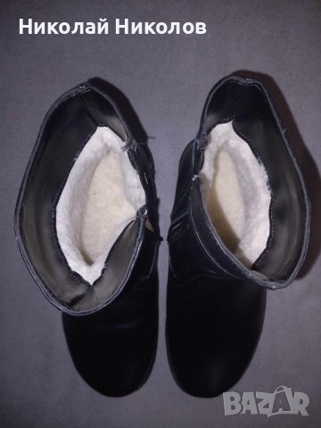 Дамски черни боти (зимни) от естествена кожа с цип и подплата Nº37, снимка 2 - Дамски боти - 43452422