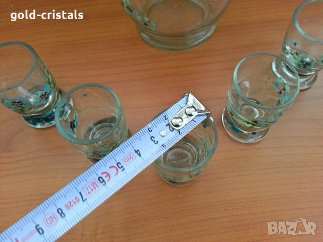 ретро стъклени чашки и гарафа, снимка 5 - Антикварни и старинни предмети - 27910209