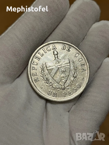 1 песо 1934 г, Куба - сребърна монета, снимка 2 - Нумизматика и бонистика - 52877935