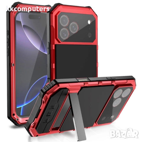 R-JUST Калъф с Протектор за iPhone 17 Pro | Удароустойчив, Водоустойчив (IP54) | Вграден стойка, снимка 2 - Калъфи, кейсове - 52052151