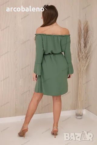 Дамска рокля, закопчаваща се на талията с шнур, 7цвята , снимка 4 - Рокли - 49273892