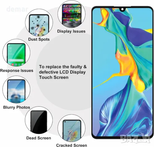 NB+ Display Digitizer Резервен LCD сензорен екран за Huawei P30, черен, снимка 3 - Резервни части за телефони - 47433783