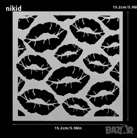 Устни целувки целувка стенсил шаблон спрей за торта украса кекс декорация, снимка 3 - Други - 28466751