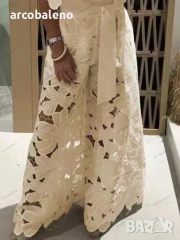 Дамски едноцветен секси комплект с широки крачоли от две части, 5цвята , снимка 4 - Комплекти - 48326901