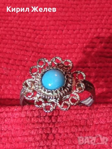 ВЪЗРОЖДЕНСКИ СРЕБЪРЕН ТЮРКОАЗЕН ФИЛИГРАНЕН ПРЪСТЕН САЧАН СРЕБРО КУЮМДЖИЙСКА РЪЧНА ИЗРАБОТКА 25118, снимка 6 - Антикварни и старинни предмети - 35825623