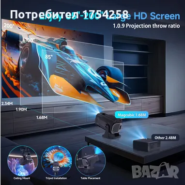 МИНИ Видео проектор с говорител високо качестов HY320 Android 11 4K  1920x1080P домашно кино, снимка 4 - Плейъри, домашно кино, прожектори - 48068601