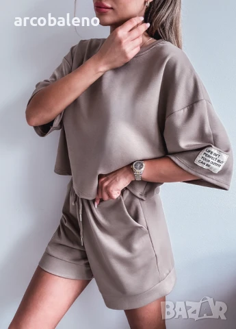 Дамски летен комплект / блуза + шорти FANGO, снимка 2 - Комплекти - 50622452