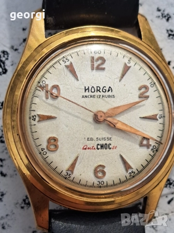 мъжки позлатен швейцарски часовник Horga, снимка 3 - Мъжки - 52510271
