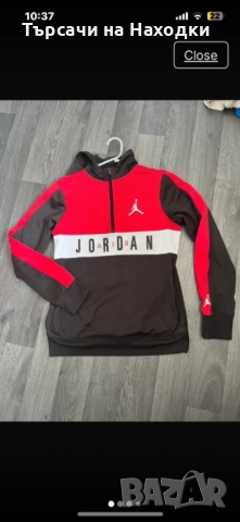 Оригинален дамски или детски суичър Jordan Air XL red & black, снимка 3 - Суичъри - 50825941