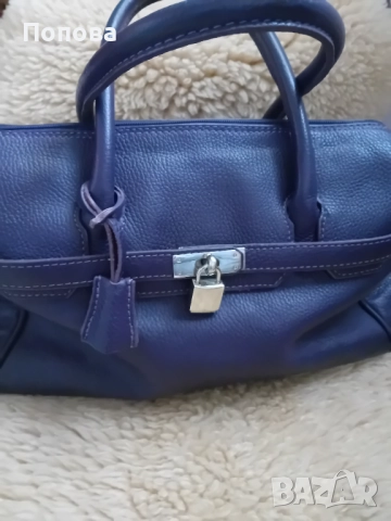 Италианска  лилава чанта  естествена кожа, снимка 5 - Чанти - 52372006