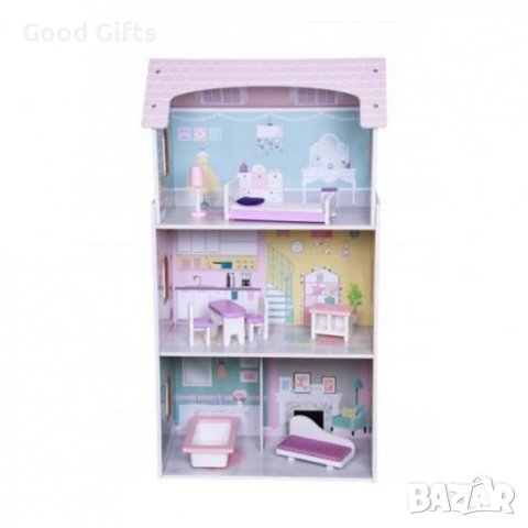 ДЪРВЕНА КЪЩА ЗА КУКЛИ С ОБЗАВЕЖДАНЕ ANNA, снимка 2 - Кукли - 38547502