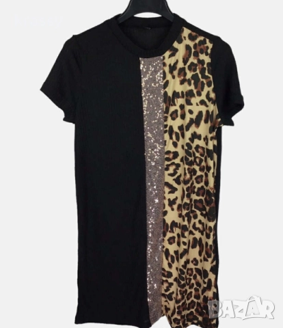Голяма дамска рокля/туника от финно плетиво с животински принт (размер 2ХЛ)