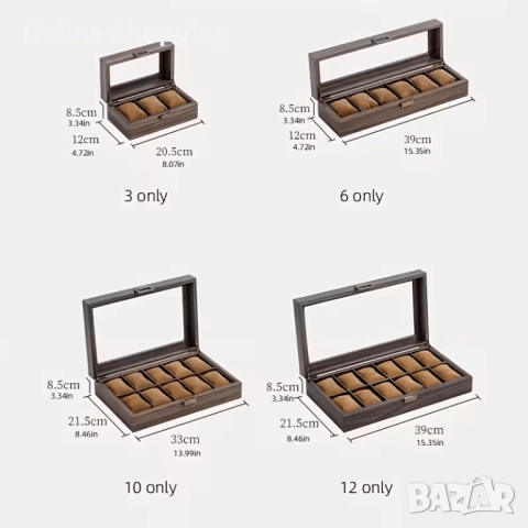 Луксозна дървена кутия за 3, 6, 10 или 12 броя часовници дървени кутии, снимка 8 - Подаръци за мъже - 52879944