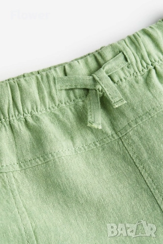 HM Бебешки/Детски зелен панталон от ленена смес, размер 92, снимка 9 - Панталони и долнища за бебе - 52948376