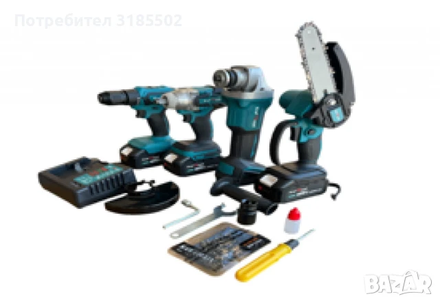 Комплект 4 в 1 Акумулаторна резачка 15СМ, винтоверт, гайковерт, ъглошлайф 36V 8Ah, снимка 2 - Куфари с инструменти - 51252254