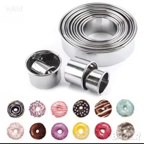 11 размера кръг кръгове кръга ринг цилиндър резец форми форма за тесто фондан сладки бисквитки резци, снимка 3 - Форми - 49995818