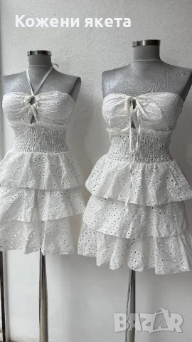 Бели памучни рокли с бродерия, снимка 1