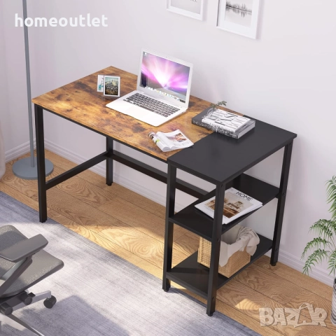 ПРОМОЦИЯ Бюро с рафтове за съхранение - 120 см, метална конструкция и ПДЧ плот CXYM-PB001B-120, снимка 2 - Бюра - 52710071