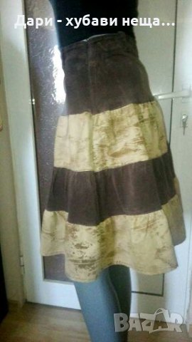 Разкроена пола от джинсов плат и велур👗S,S/M👗арт.3095, снимка 2 - Поли - 32707649