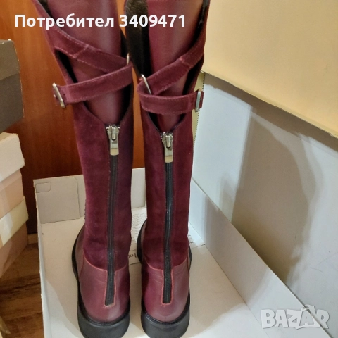 Ботуши от естествена кожа в цвят бордо , снимка 2 - Дамски ботуши - 52259237