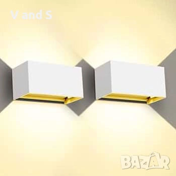 Стенна лампа 20w  2 броя комплект,за вътрешна/външна употреба, 3000K топло бяла светлина, цена за , снимка 5 - Лед осветление - 51595232