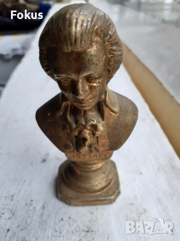 Моцарт - малък бронзов бюст фигура статуетка масивен и тежък