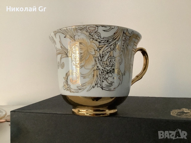 Чаша и чинийка порцелан позлата произведено в Германия отличен състояние , снимка 3 - Колекции - 53139502