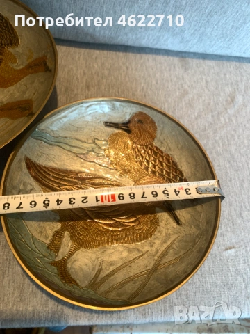 Месингови емайлирана купи  с рисувани патици , снимка 6 - Антикварни и старинни предмети - 53584121