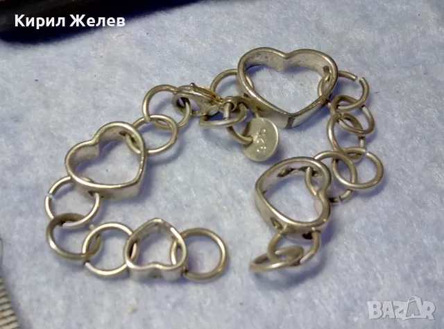 ШАРМАНТНА ПОСРЕБРЕНА ГРИВНА от БЛАГОРОДНА НЕРЪЖДАЕМА СТОМАНА със СЪРЧИЦА 49339, снимка 6 - Гривни - 50421377