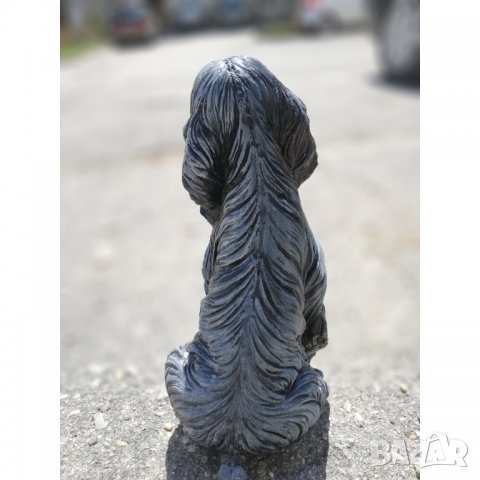 Фигура - статуя от бетон на куче Кокер Шпаньол - патирана в черен и бял цвят, снимка 7 - Градински мебели, декорация  - 32447390
