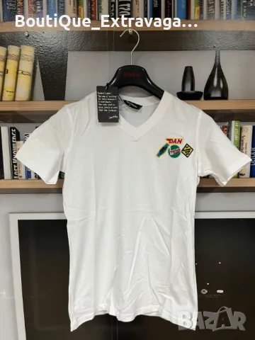 Мъжка тениска Dsquared Badges White !!!