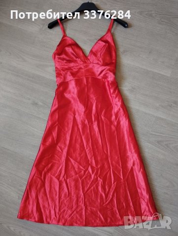 Червена сатенена рокля , снимка 6 - Рокли - 39902744
