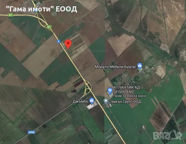 Парцел със 107 метра лице на пътя Бургас - София