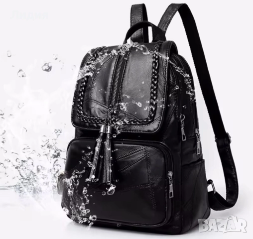 Елегантна дамска раница от еко кожа с декоративни плитки и пискюли , снимка 7 - Чанти - 52290619