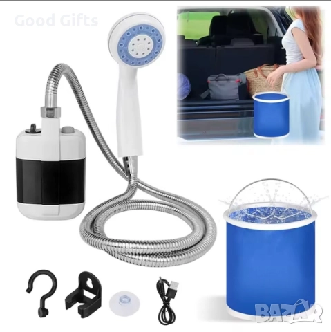 Преносим външен душ с USB акумулаторна батерия – идеален за къмпинг, плаж и пътуване, снимка 3 - Други стоки за дома - 51771489