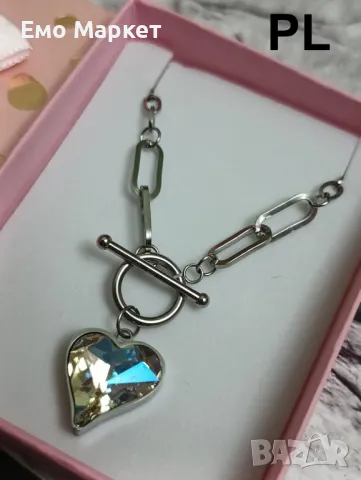 Масивно колие от неръждаема стомана с голям циркони сърце + подаръчна кутия, снимка 3 - Колиета, медальони, синджири - 49245080