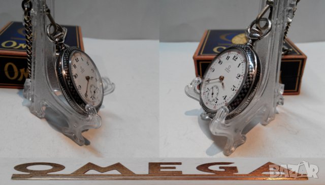 Рядък джобен часовник ОМЕГА сребро ниело OMEGA, снимка 7 - Джобни - 32497082