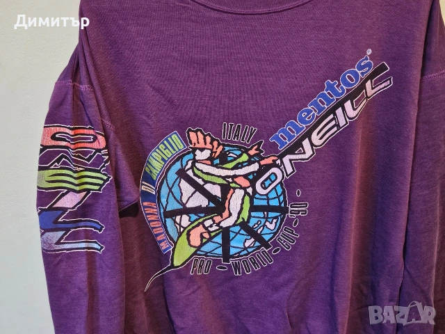 Блуза на O'neill Mentos World Cup 1990 Italy snowboard ski Large спорт ретро блуза , снимка 2 - Блузи - 53411144