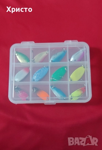 Нови примамки за спининг риболов 12бр с кутията, клатушки, блесни, воблери , снимка 3 - Въдици - 52360003
